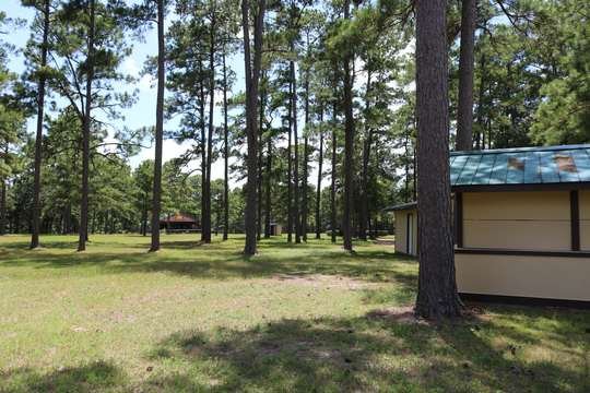 Park restroom building with George Jones Country mural